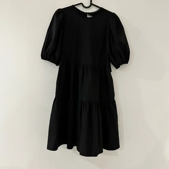Zara Tiered poplin dress black - Picture 3 of 9